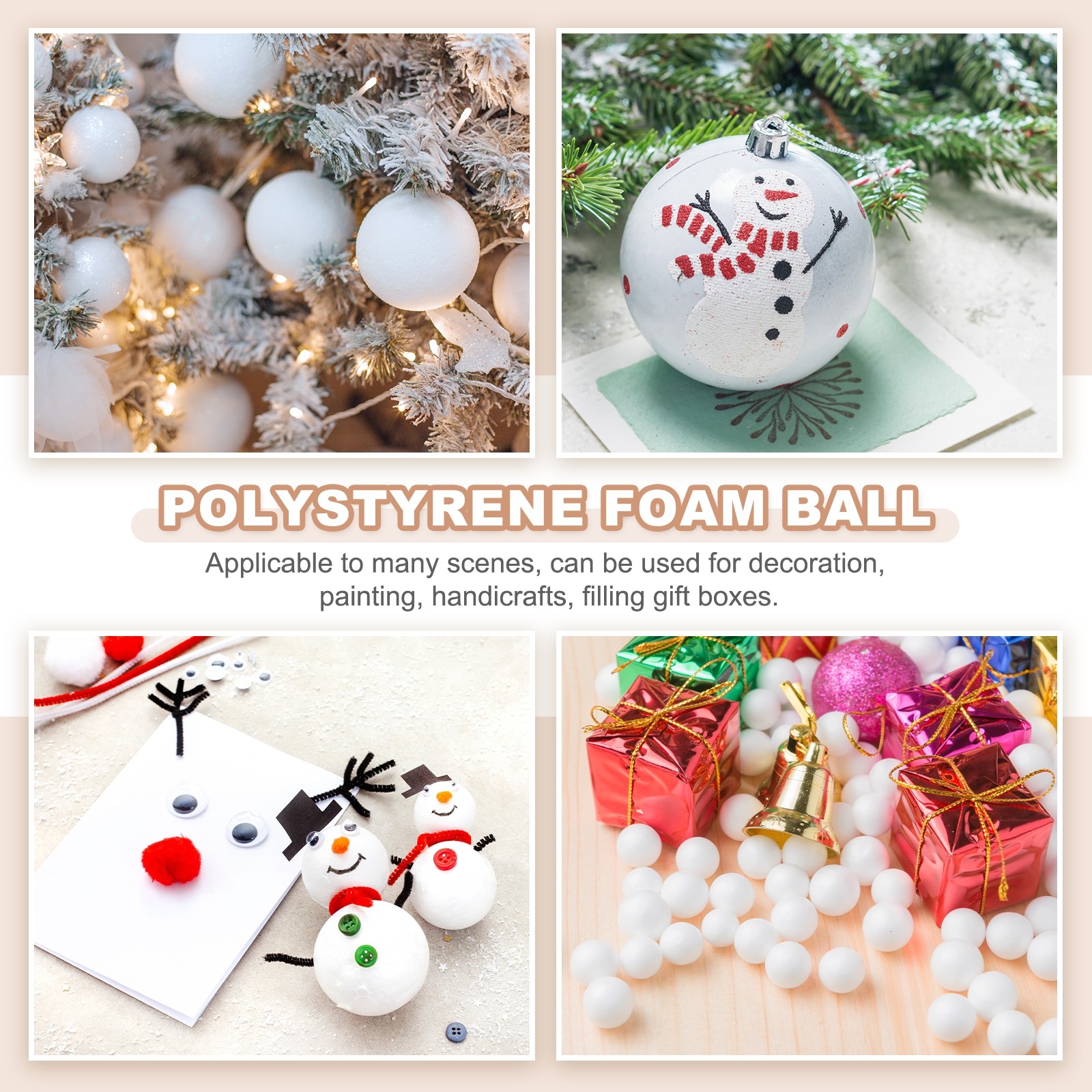 3 Pcs White Foam Balls 3.1 Inch Polystyrene Foam Ball for Crafts