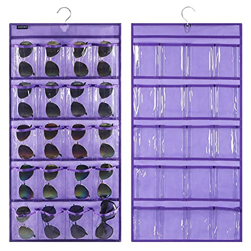 Over the Door Hanging Sunglasses Organizer Storage Sunglass 40 Pockets-purple