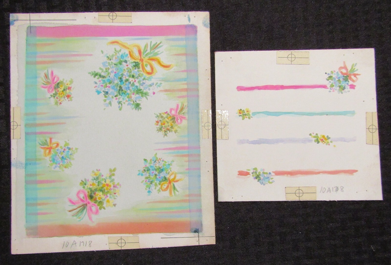ANNIVERSARY Blue Yellow Flowers Bouquets 7.5x9 Greeting Card Art #A1718 SET of 2
