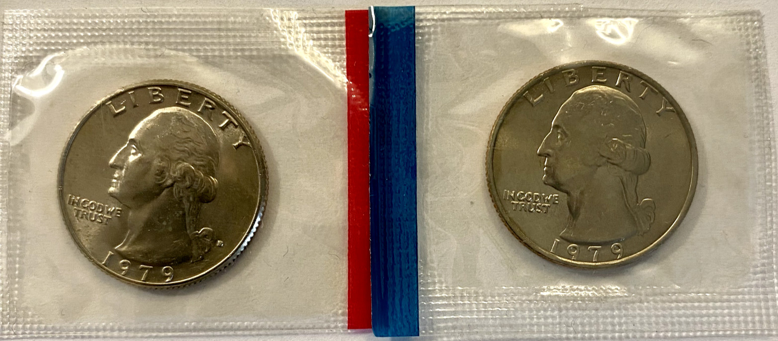 1979 P&D Washington Quarters Uncirculated in US Mint Set Cello