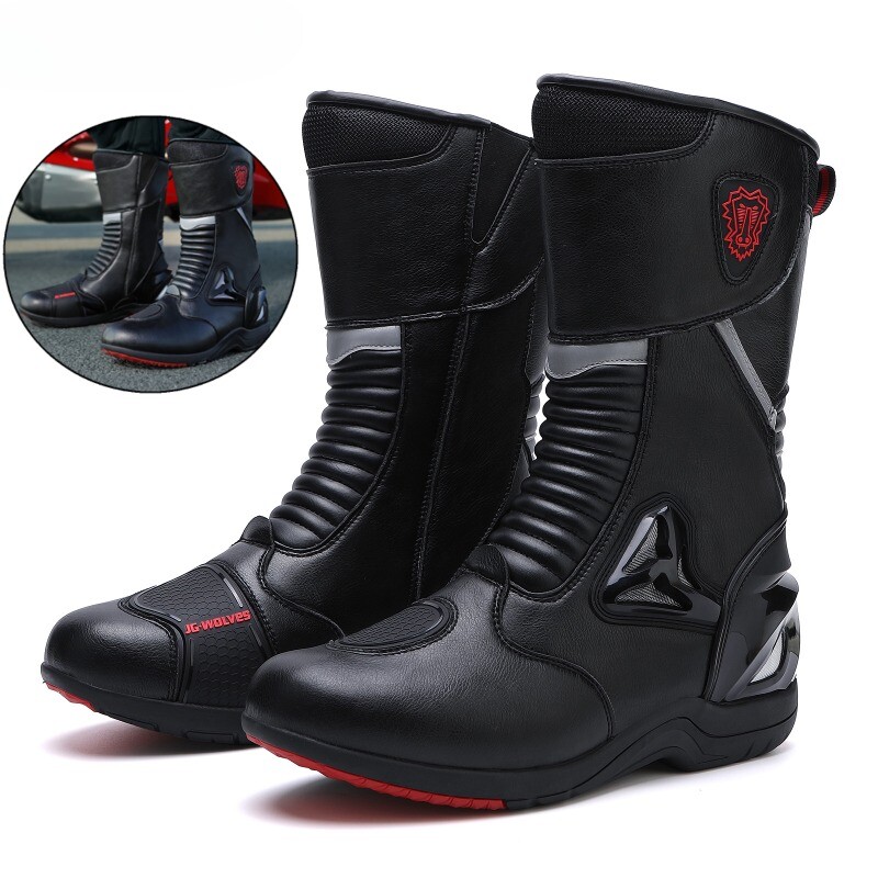 Motorcycle Men's Riding Mid-Calf Shoes Racing Anti Slip Waterproof Motor Boots
