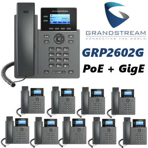 10 Grandstream GRP2602G 2-Line 4 SIP Accounts Office Phone PoE Gigabit Ethernet