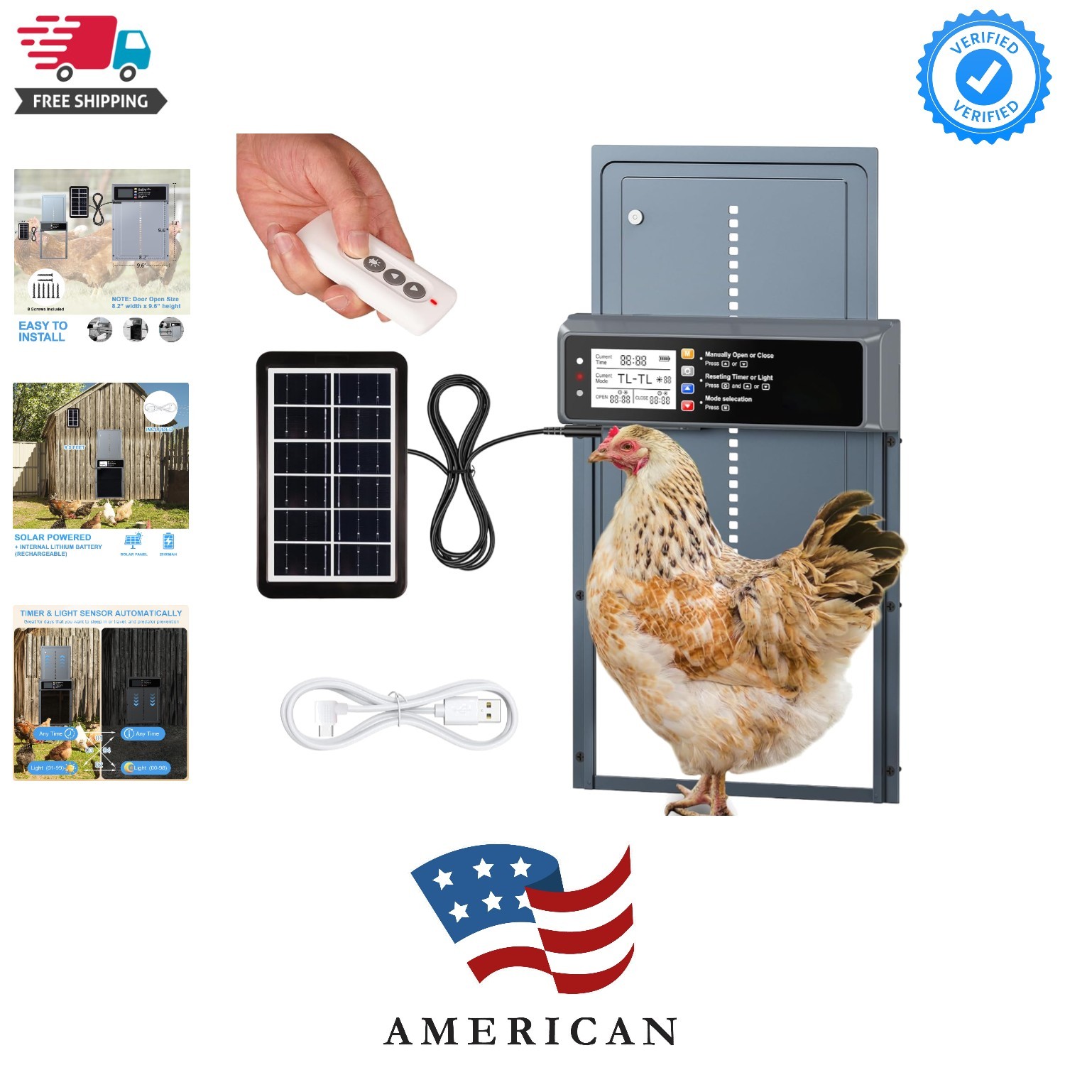 Automatic Chicken Coop Door Solar Powered with Timer & Light Sensor | Automat...