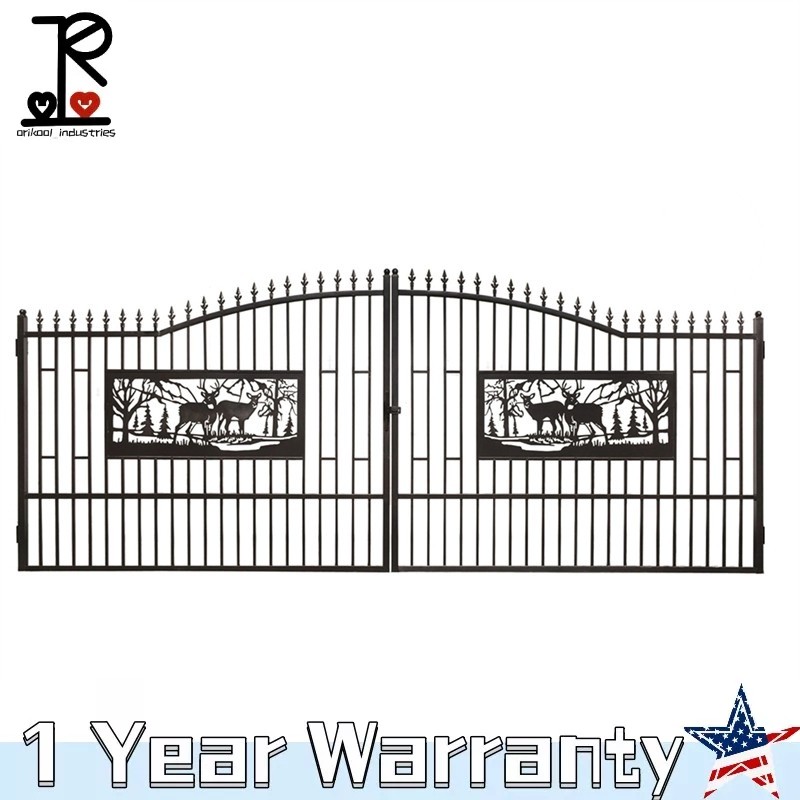 20 x 7FT Heavy-Duty Bi-Parting Iron Gate Galvanized Steel Driveway Entrance Gate