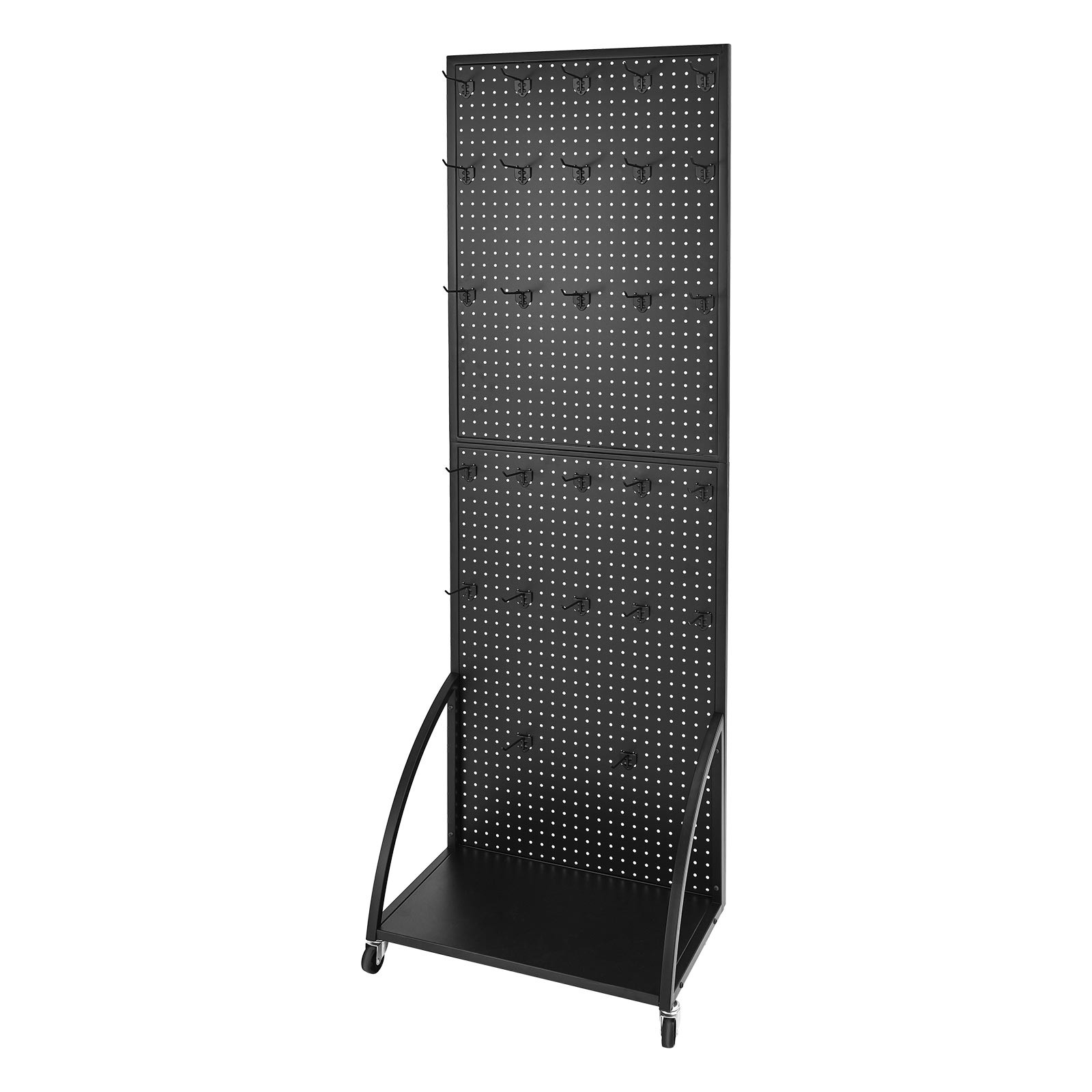 Uimoso Black Pegboard Stand with 30 Hooks and Display Panel