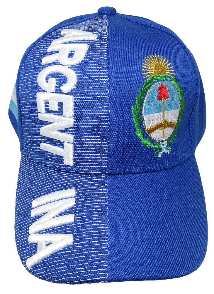 Argentina Country Royal Blue White Letter Crest Patch Side Embroidered Hat Cap