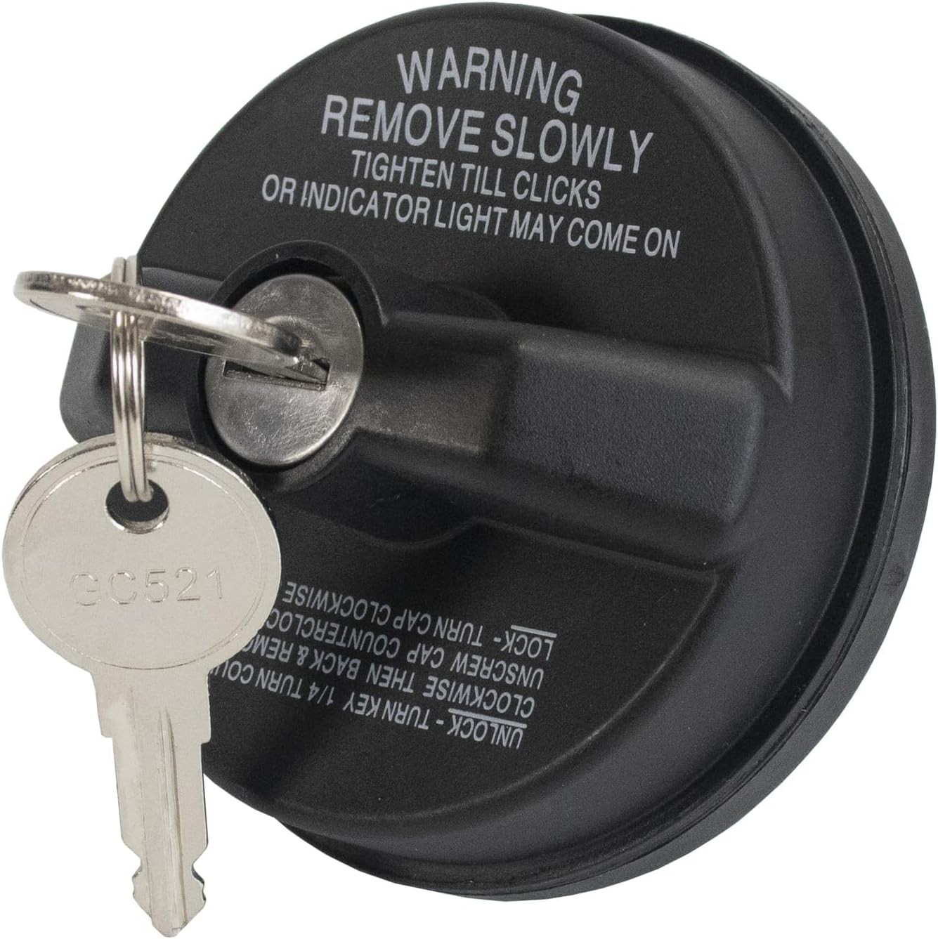 10504 Black White Locking Gas Cap with Keys Replaces #77300 Style: 77300-47020