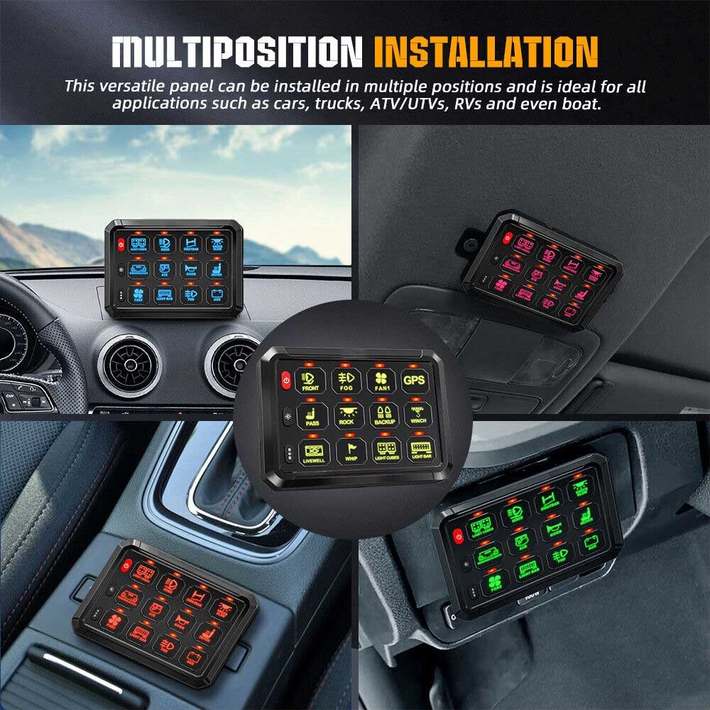 12 Gang RGB Switch Panel bluetooth App Remote Controller Multifunction 12V 24V