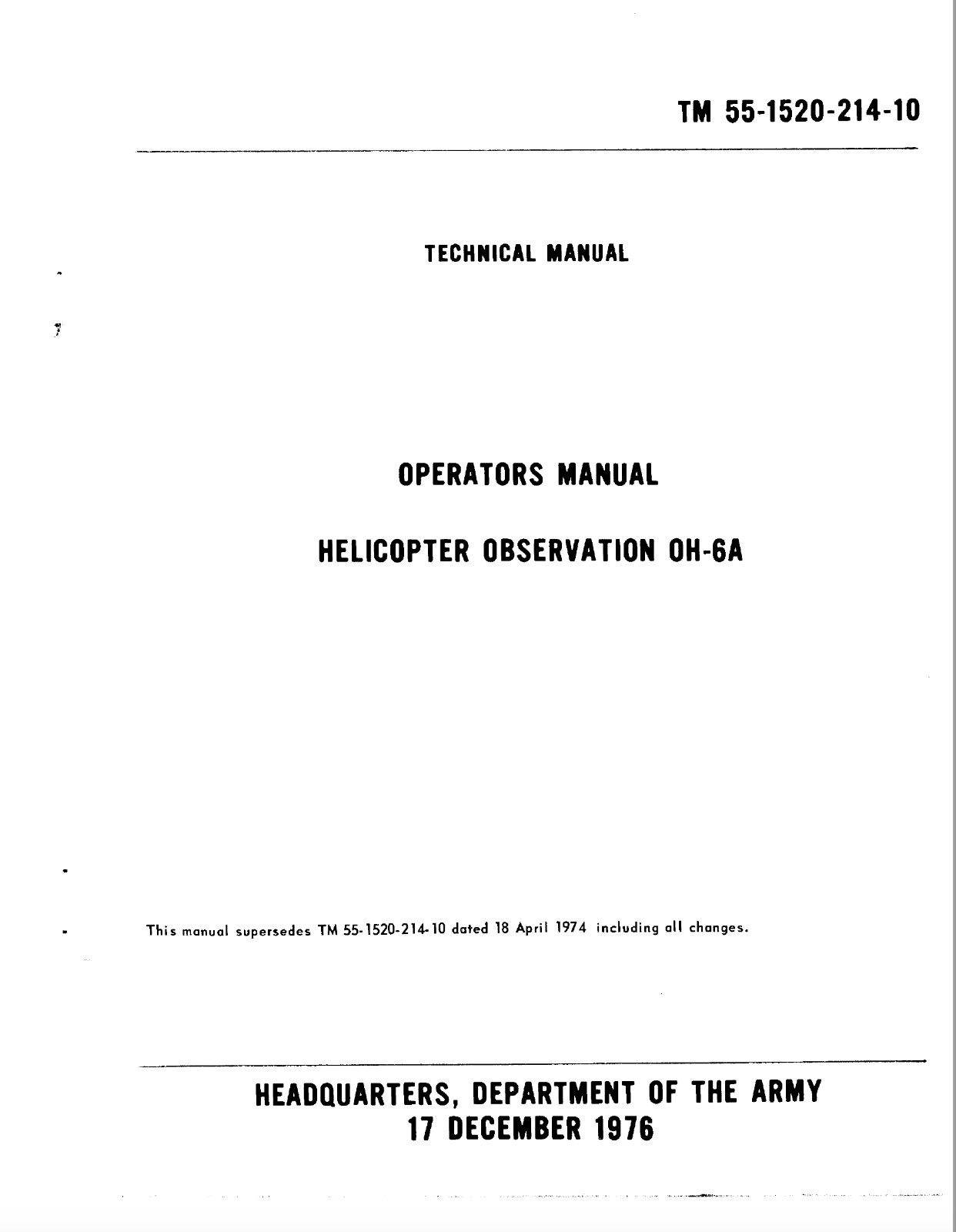 264 Page TM 55-1520-214-10 1976-91 Hughes OH-6A Cayuse Flight Manual on Data CD