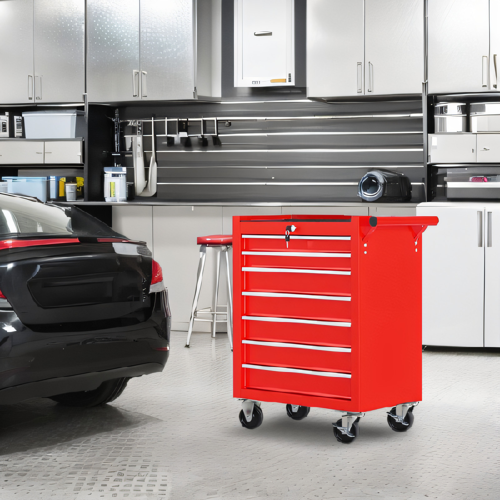 7-Drawer Rolling Tool Cart Multifunctional Storage Cabinet Tool Chest w/ Wheels