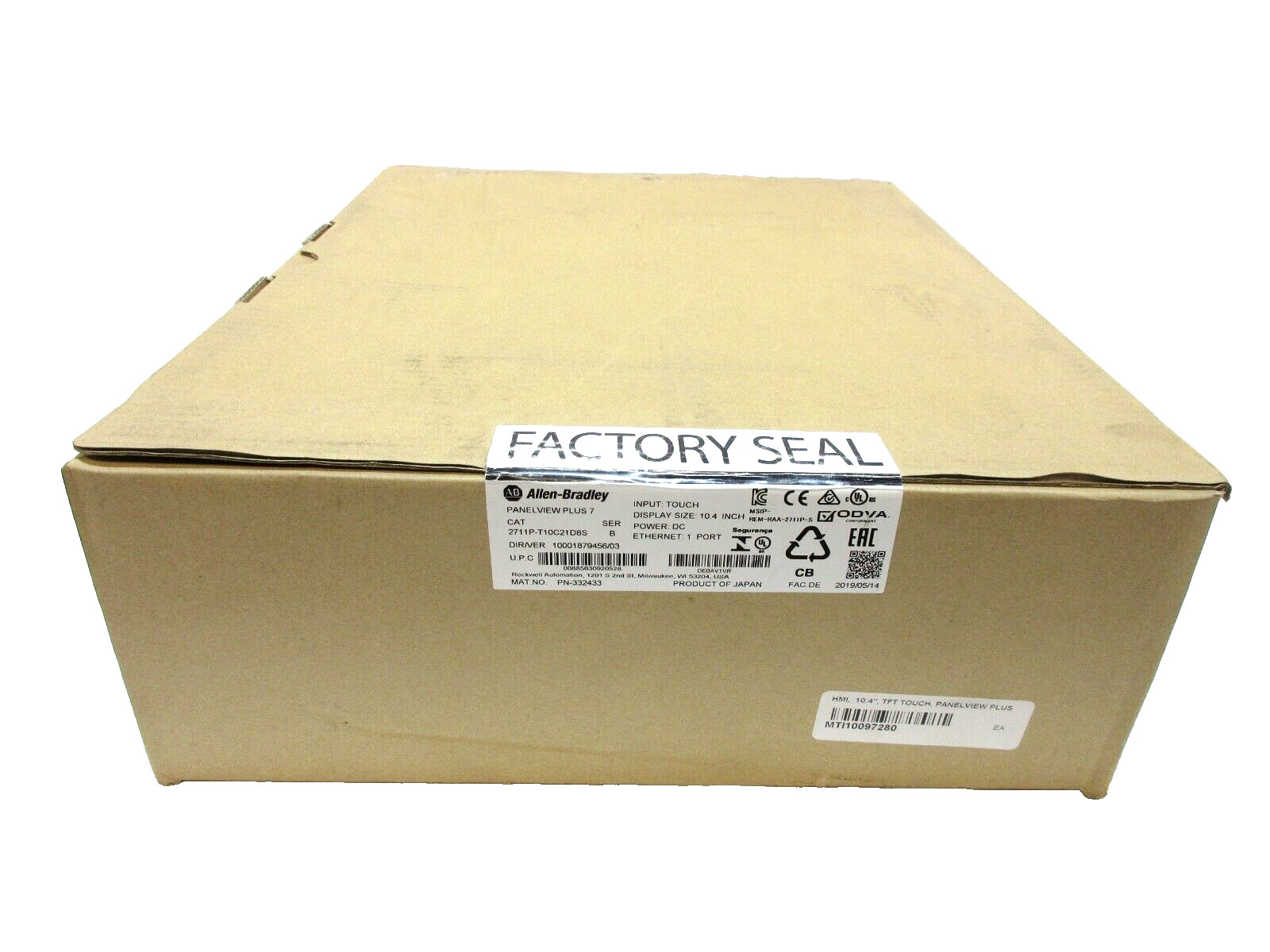 Allen Bradley 2711P-T10C21D8S Series B 10.4" PanelView Plus 7  TFT Mfg. 2019