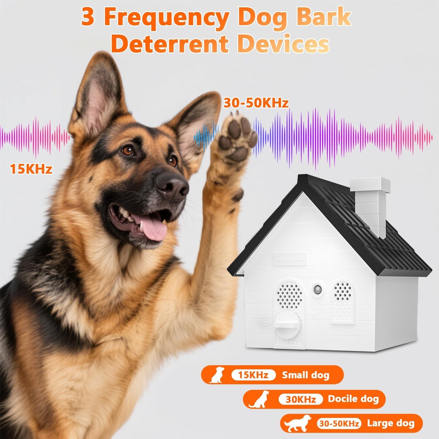 Anti Barking Device Weatherproof Dog Bark Deterrent 50ft