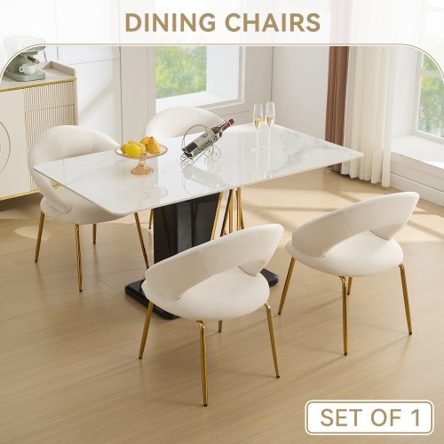 dining chair， Velvet fabric chair with golden legs is suitable for the kitchen