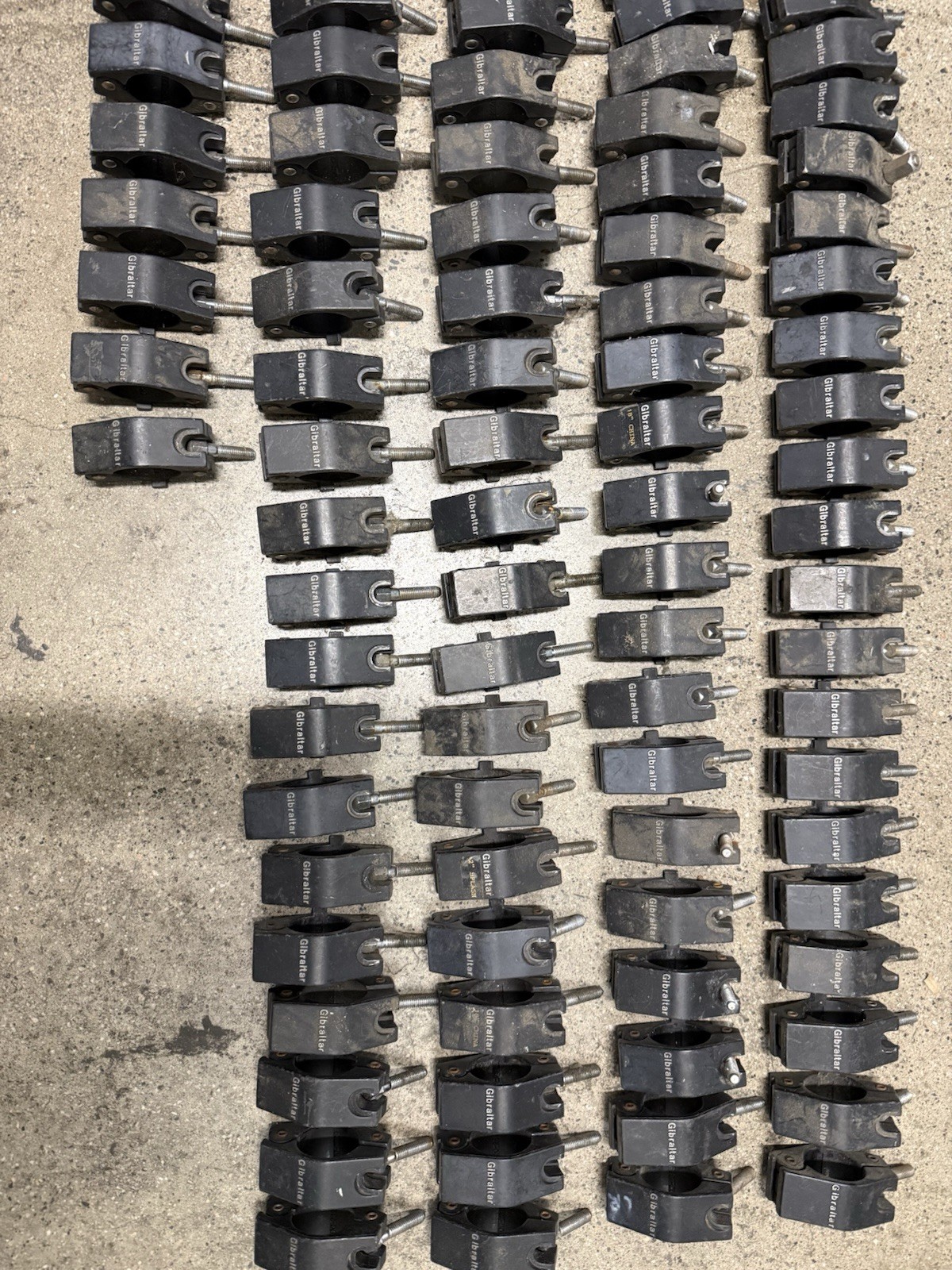 Large Lot Gibraltar Drum Rack Clamps - Many Missing Wing Nuts - Great Project/Pa