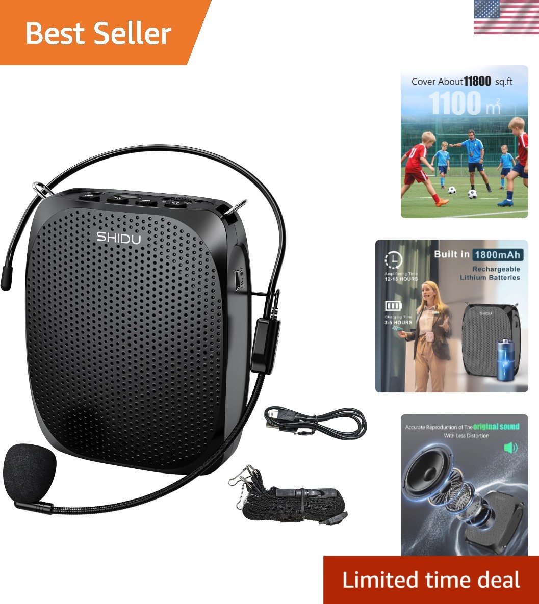 Compact Personal Microphone Headset for Clear Voice Amplification - 12H Use