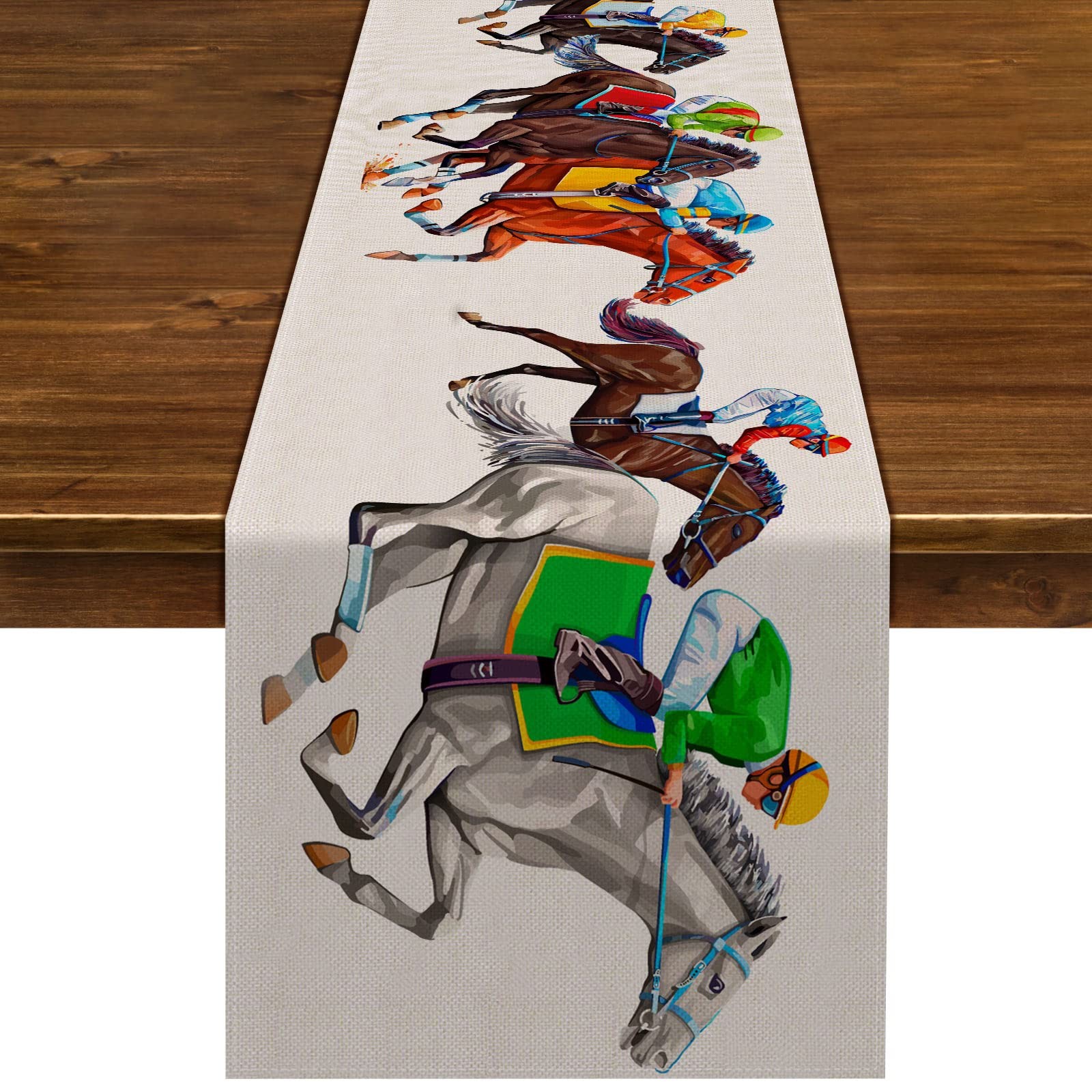 Nepnuser Kentucky Table Runner 2026 Horse Racing Party 13" x 72", Multi-color