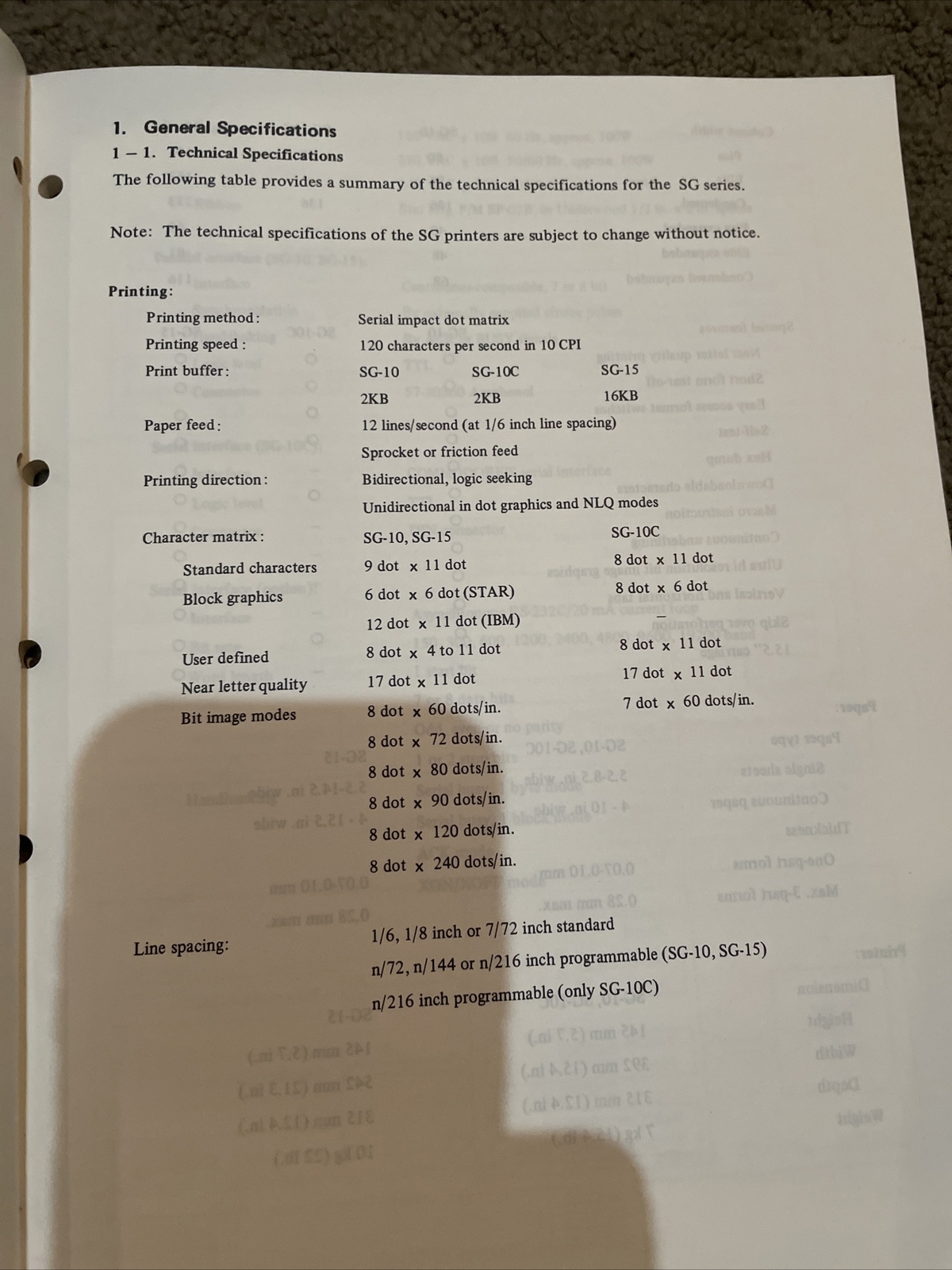 Dot Matrix Printer Technical Manual Star Micronics Inc