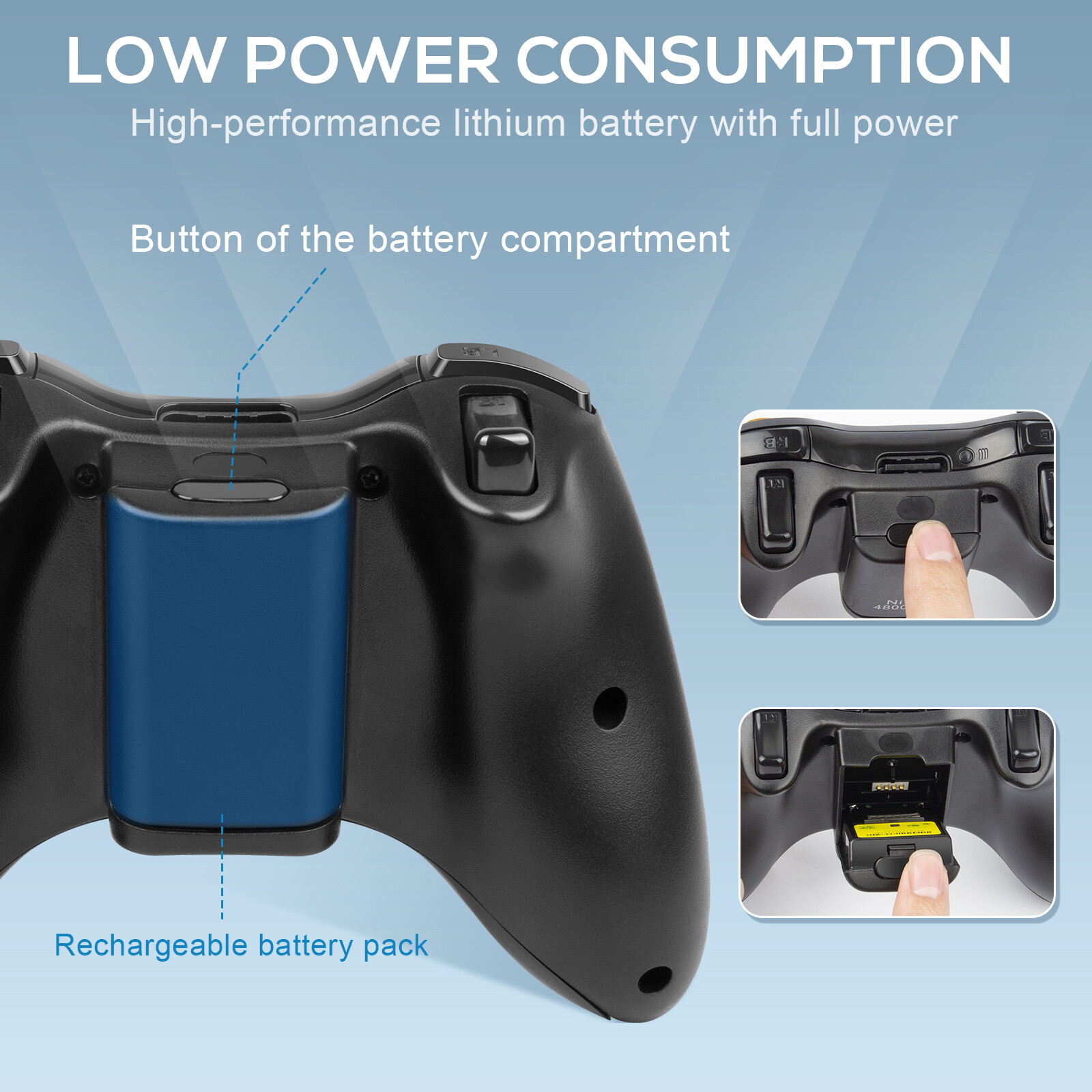 Wireless Controller For Microsoft Xbox 360/360 Slim PC Windows 11/10/8/7 Battery