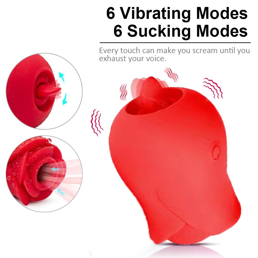 Red Rose Sucking Licker Vibrator G-spot Massager Dildo Clit Sucker Sex Toy Women