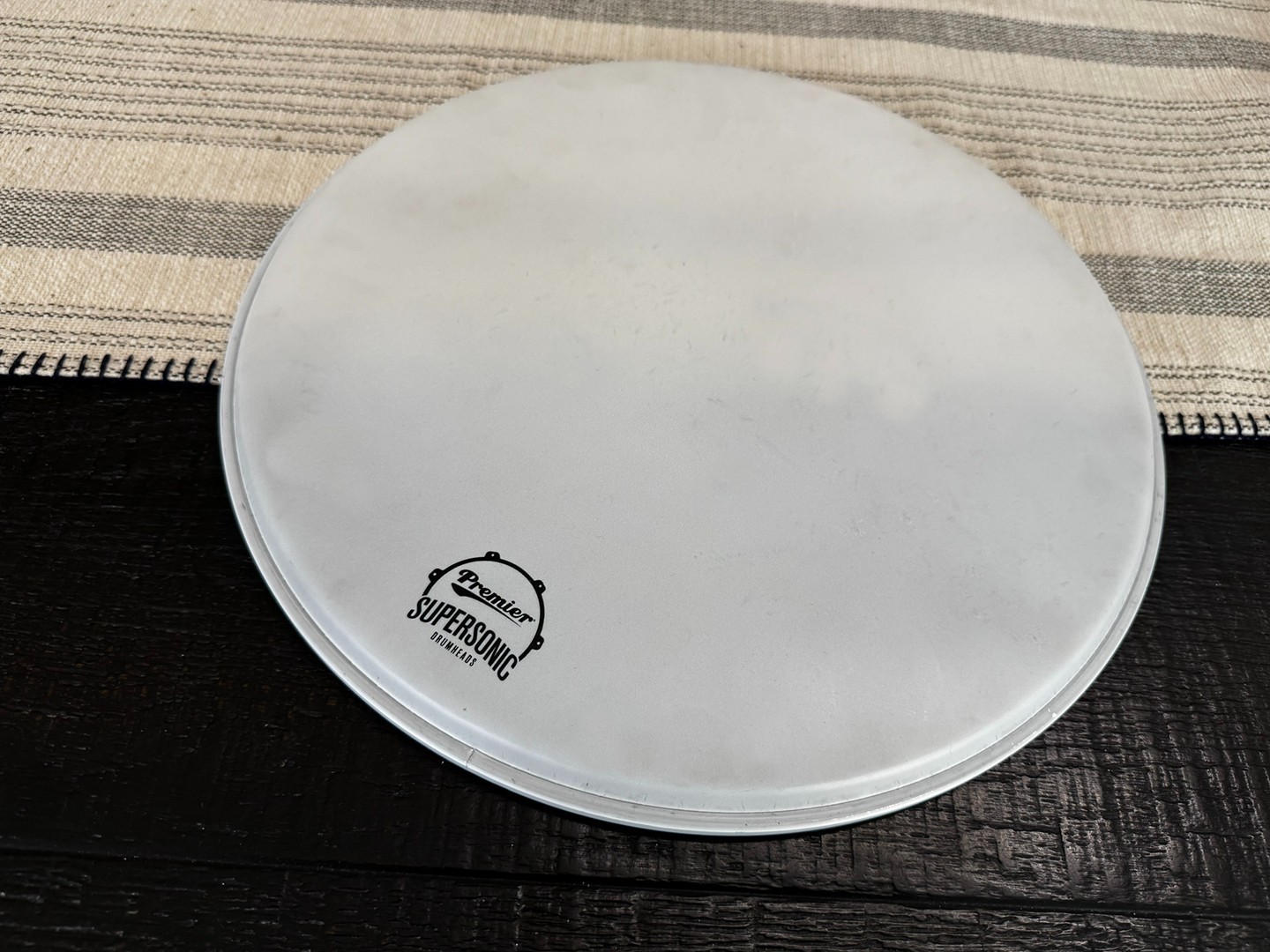 RARE PREMIER SUPERSONIC COATED SNARE DRUM HEAD 14" COLLECTABLE LIGHT STICK MARKS