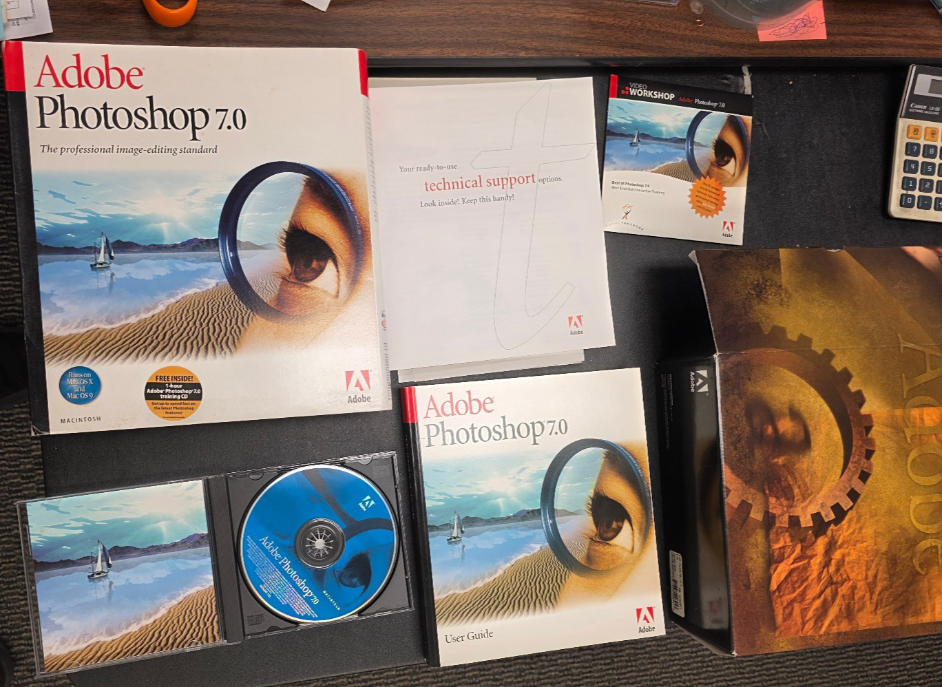 Adobe Photoshop 7.0 Full Version Complete Box Set CD + Manuals Vintage