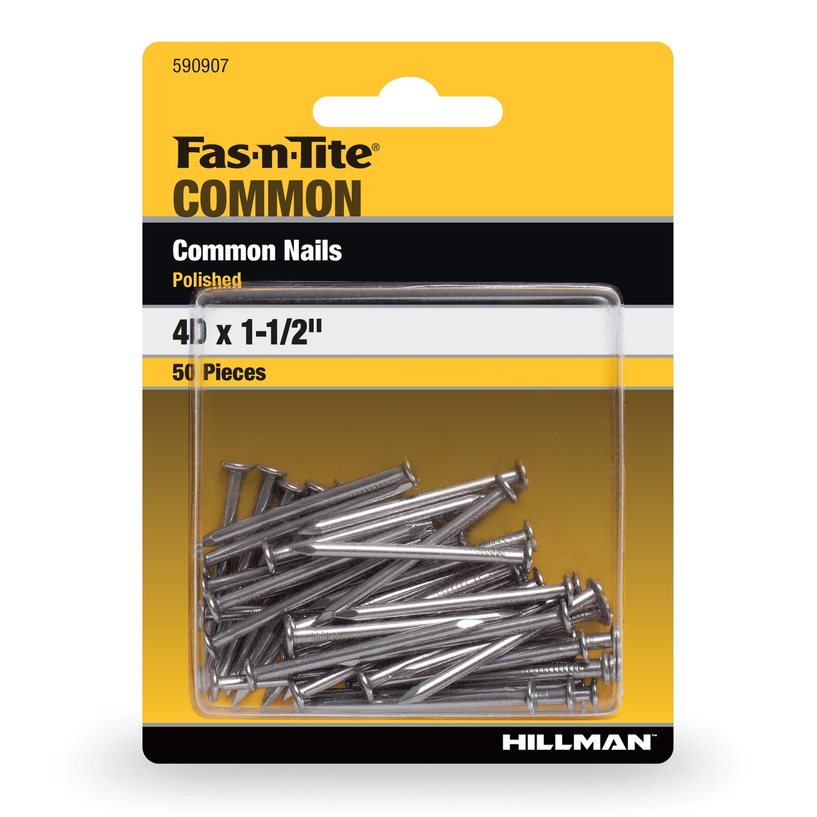 Common Nails, 4D x 1-1/2", Steel, Polished, Gray, Interior Nails, 50 pack