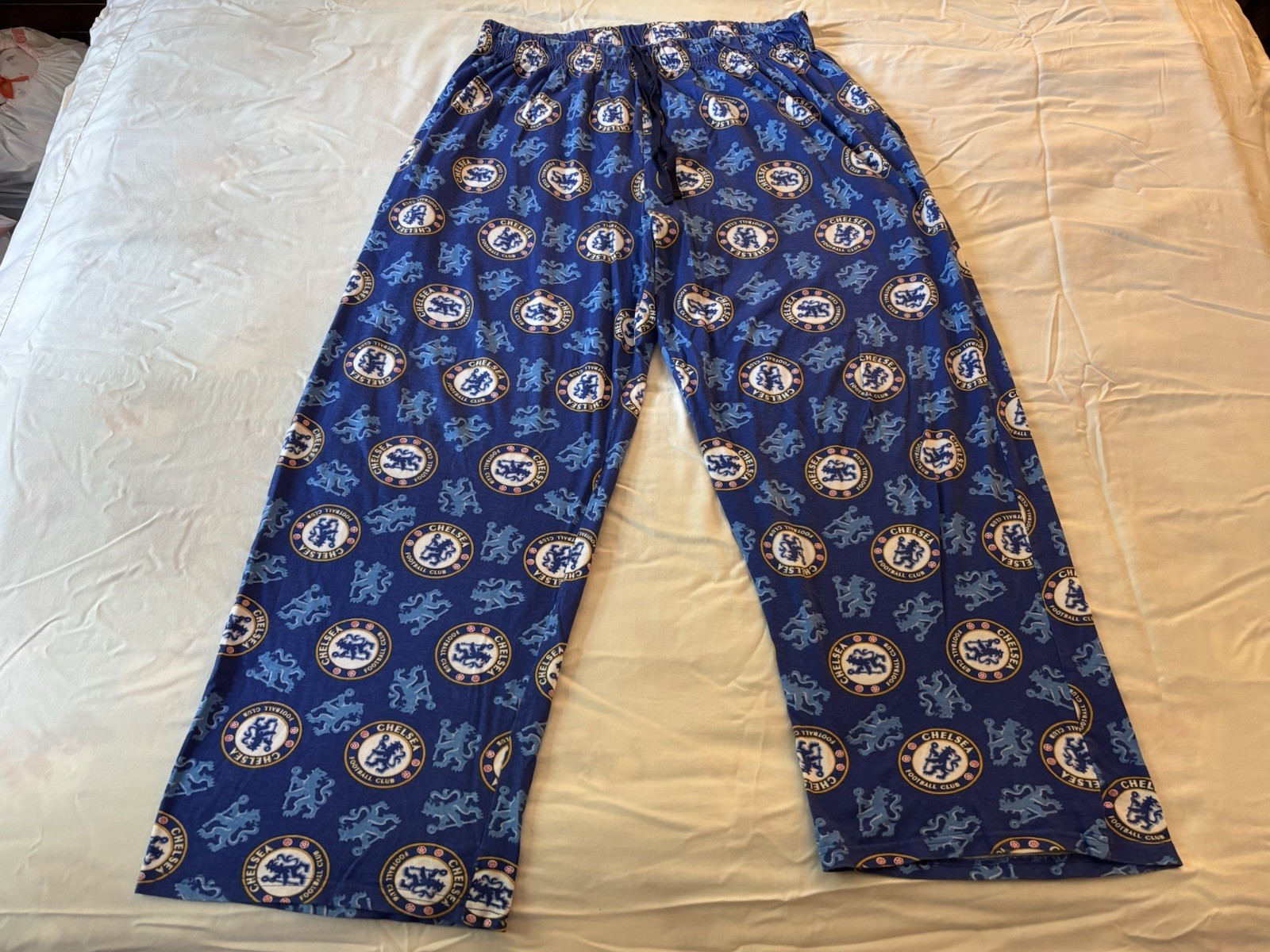 Chelsea Football Club Men’s Large Blue Pajama Pants Drawstring Pockets