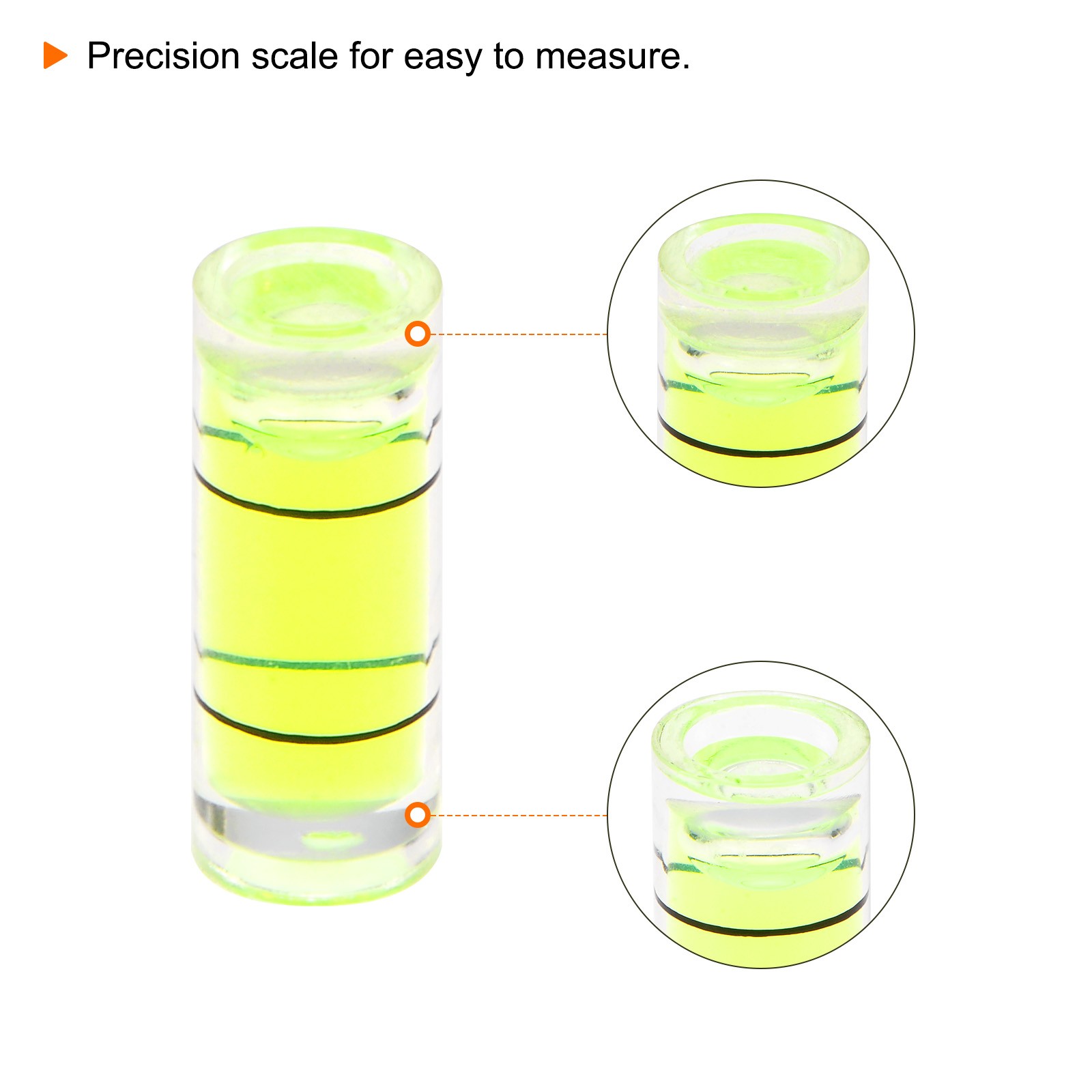 6pcs Small Cylindrical Bubble Level Vials 7x18mm Levels Measuring Tools,
