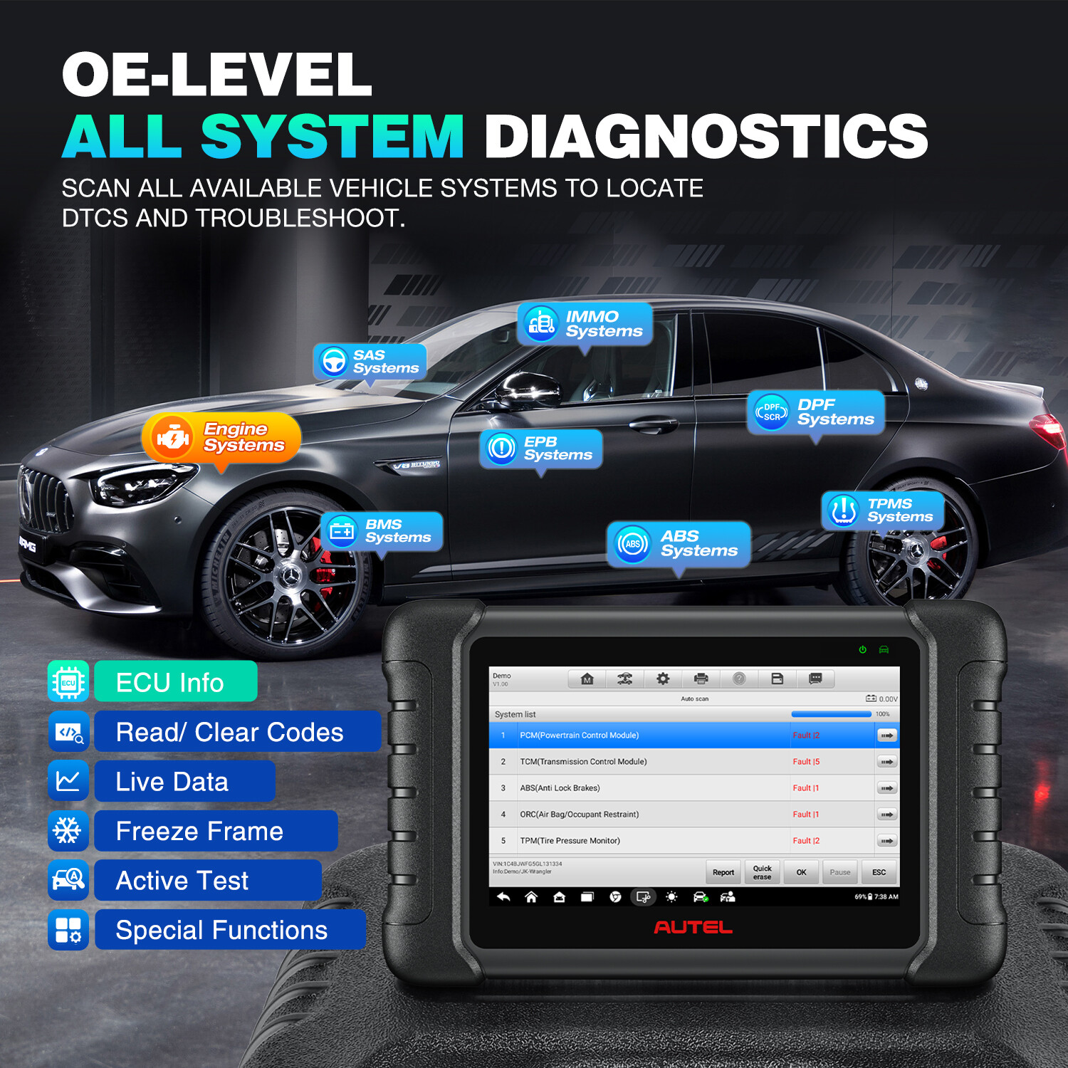 2023 Autel MaxiCheck MX808S Full Systems Diagnostic Scanner Tool Bidirectional