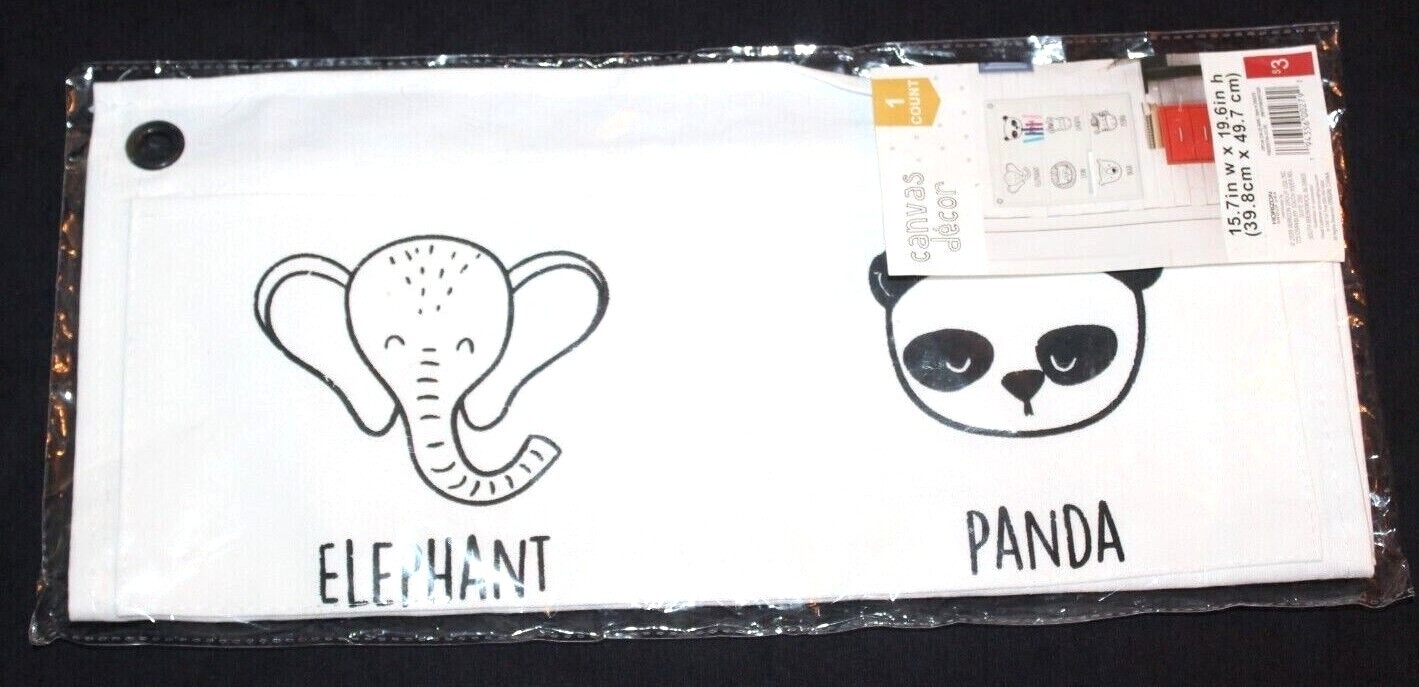 2020 Horizon Group USA Panda Elephant Giraffe Lion White Canvas Decor Organizer