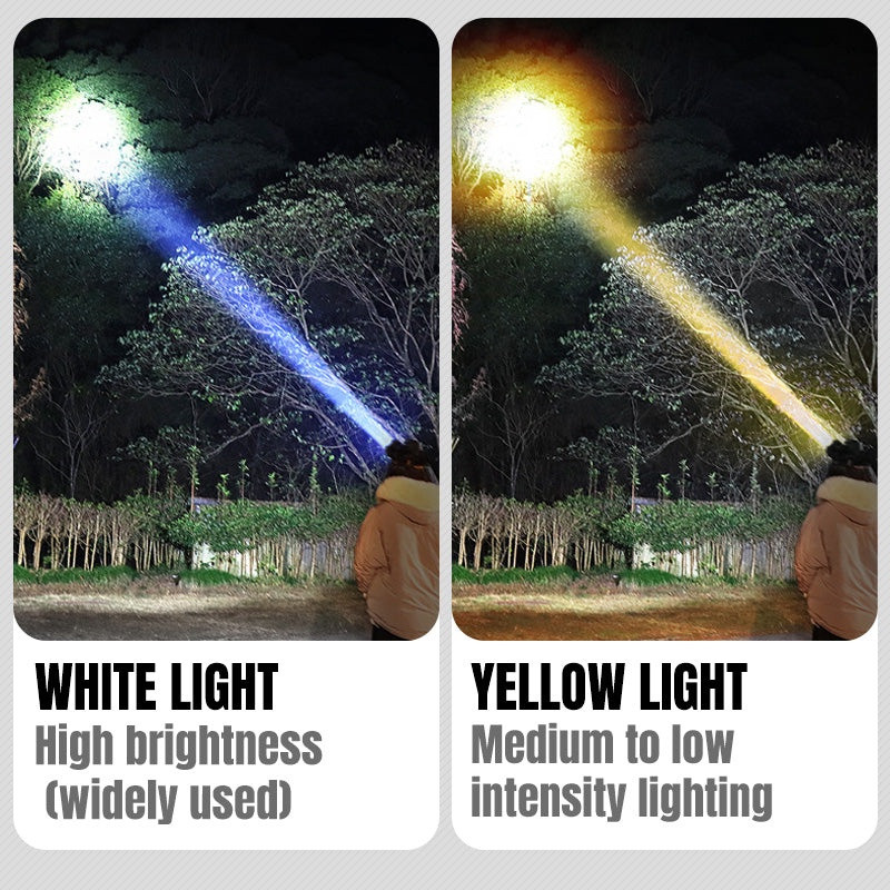 Bright White Light Yellow Headlamp Camping Light Fishing Headlight Flashlight