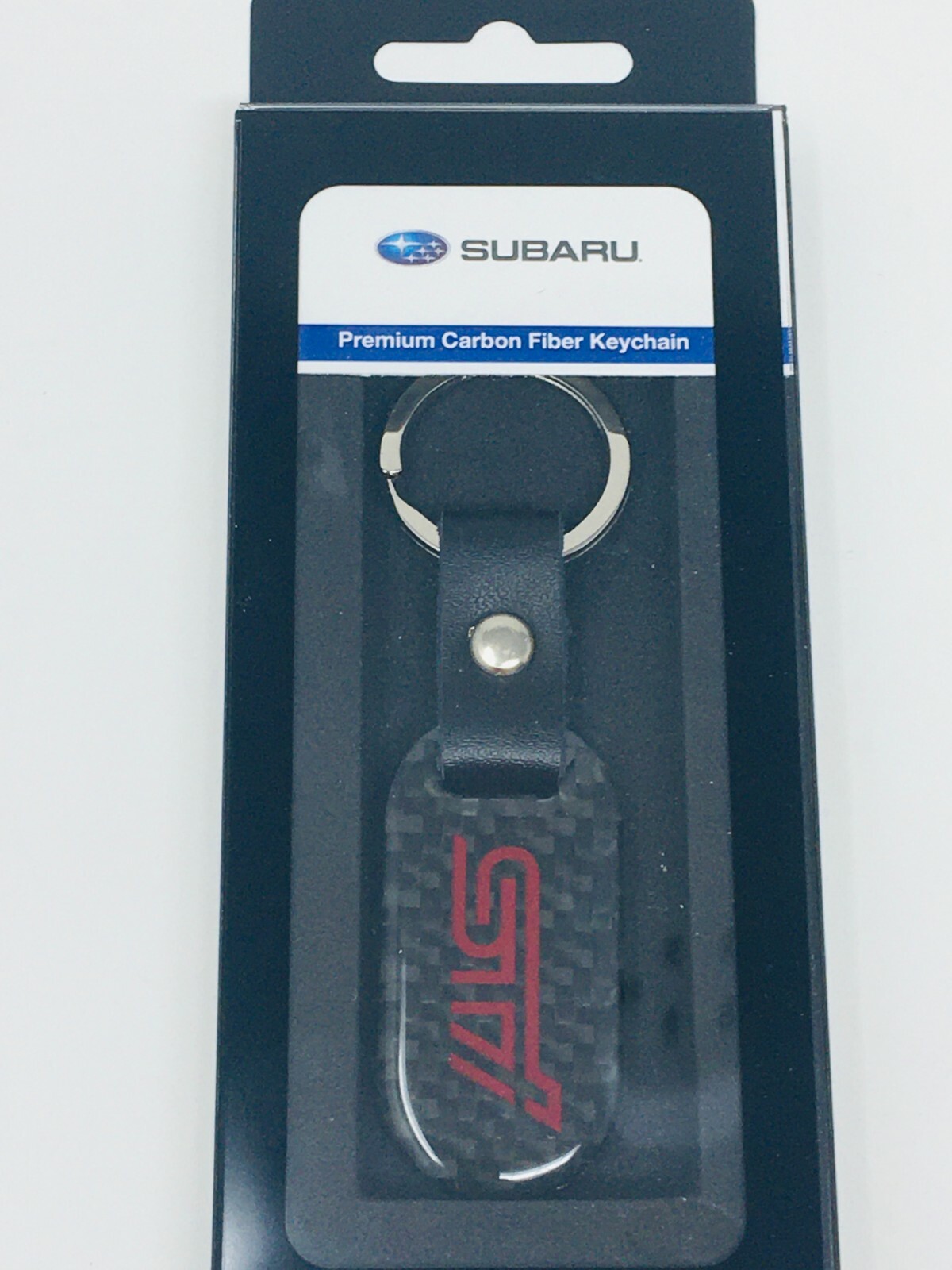 Subaru STI Logo Carbon Fiber Keychain fob Impreza Legacy Outback OEM Genuine WRX