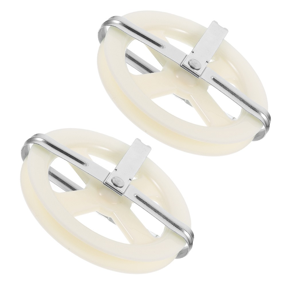 2 Pcs Clothes Line Wheel Hanging String Pulley Drying Rope Clotheslines