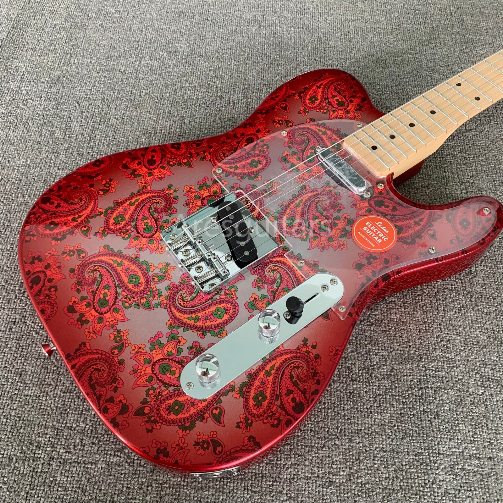 Red Paisley Solid Electric Guitar Maple Fretboard SS Pickups Chrome Hardware