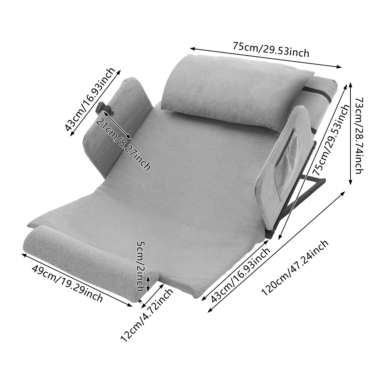 Grey Electric Lifting Adjustable Bed Back Rest Electric Lift Backrest Bed GIFT