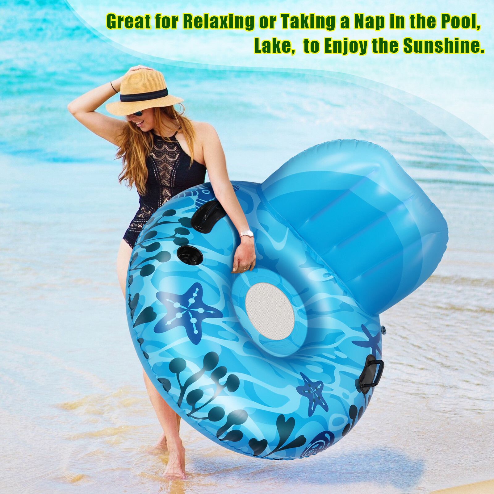 Inflatable Pool Tube Swimming Float Raft Lounge Chair Adults Kids Summer Beach