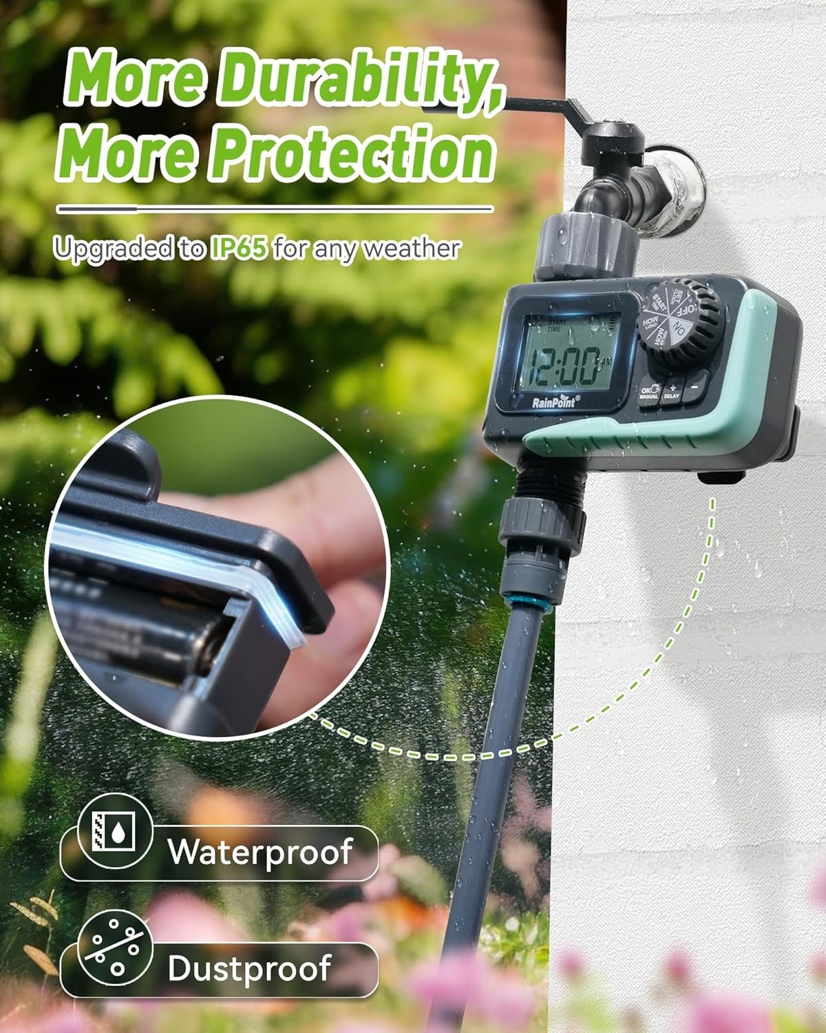 Large Display Watering Timer with Customizable Modes - Perfect for Gardens