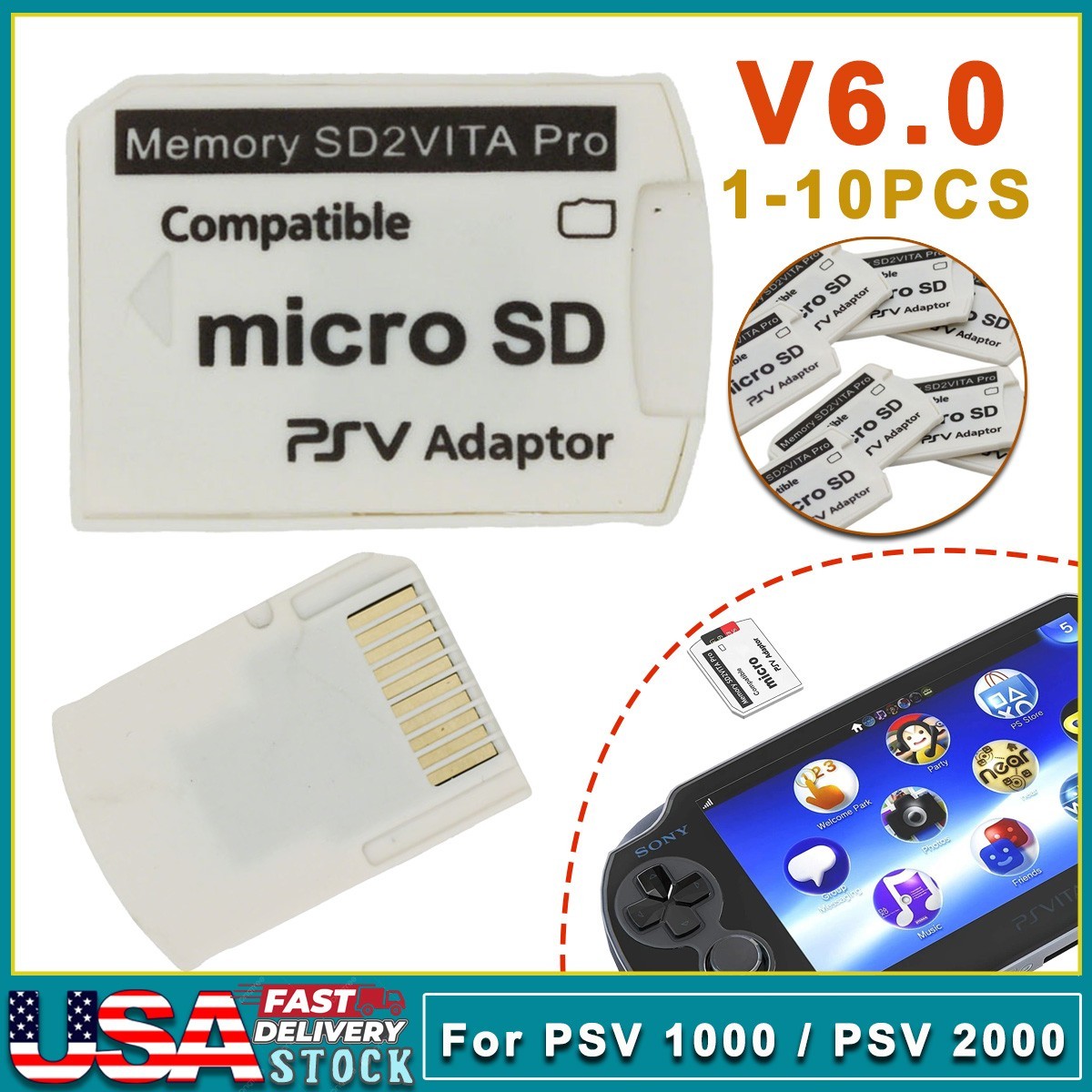 V6.0 Memory SD2VITA Pro PSVSD Micro SD Card Adapter For PS Vita PSV1000 PSV2000