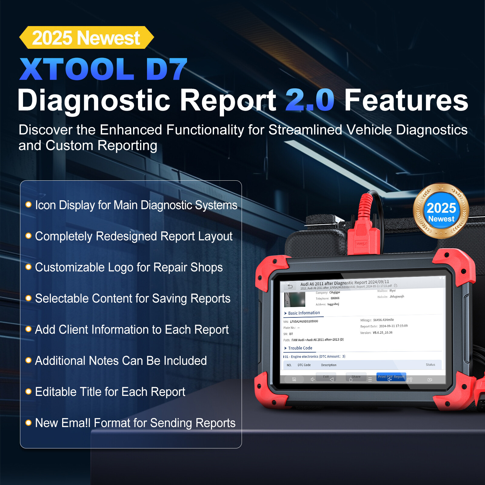 XTOOL D7 V2.0 Bidirectional All System Diagnostic Tool ECU Coding Key Programmer