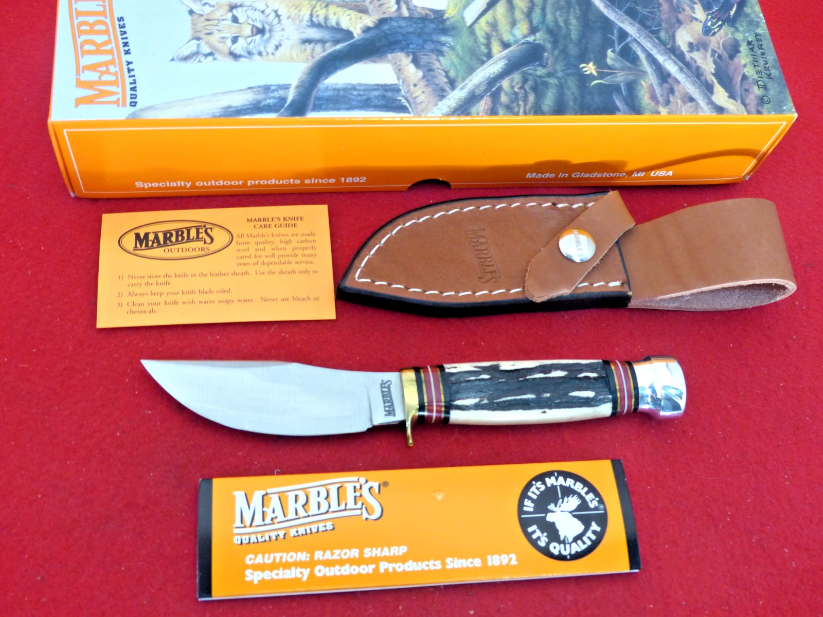 Marbles Gladstone USA mint Trailcraft fixed blade bone/aluminum knife