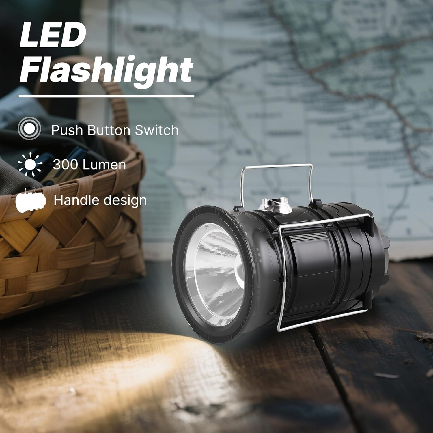 Lichamp Collapsible Portable Solar Camping Lantern, USB Rechargeable LED Flashli