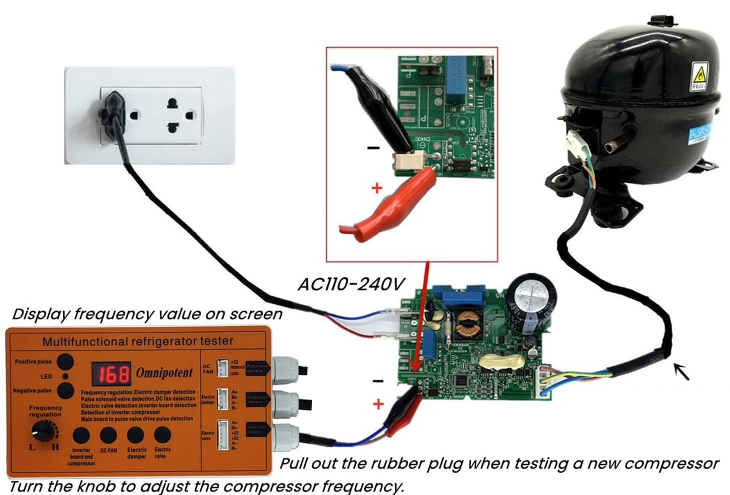 Multifunctional Refrigerator Compressor Tester - Pulse Solenoid & multi