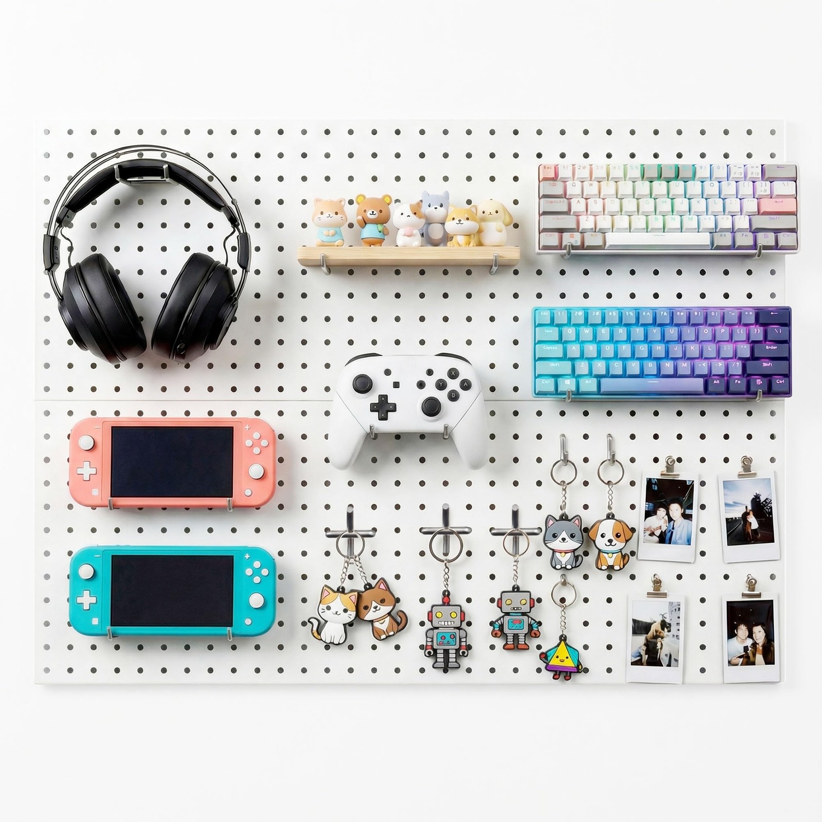 Peg Board, 4 Pack Metal Peg Board Panels, White PegBoard Wall Organizer for G...