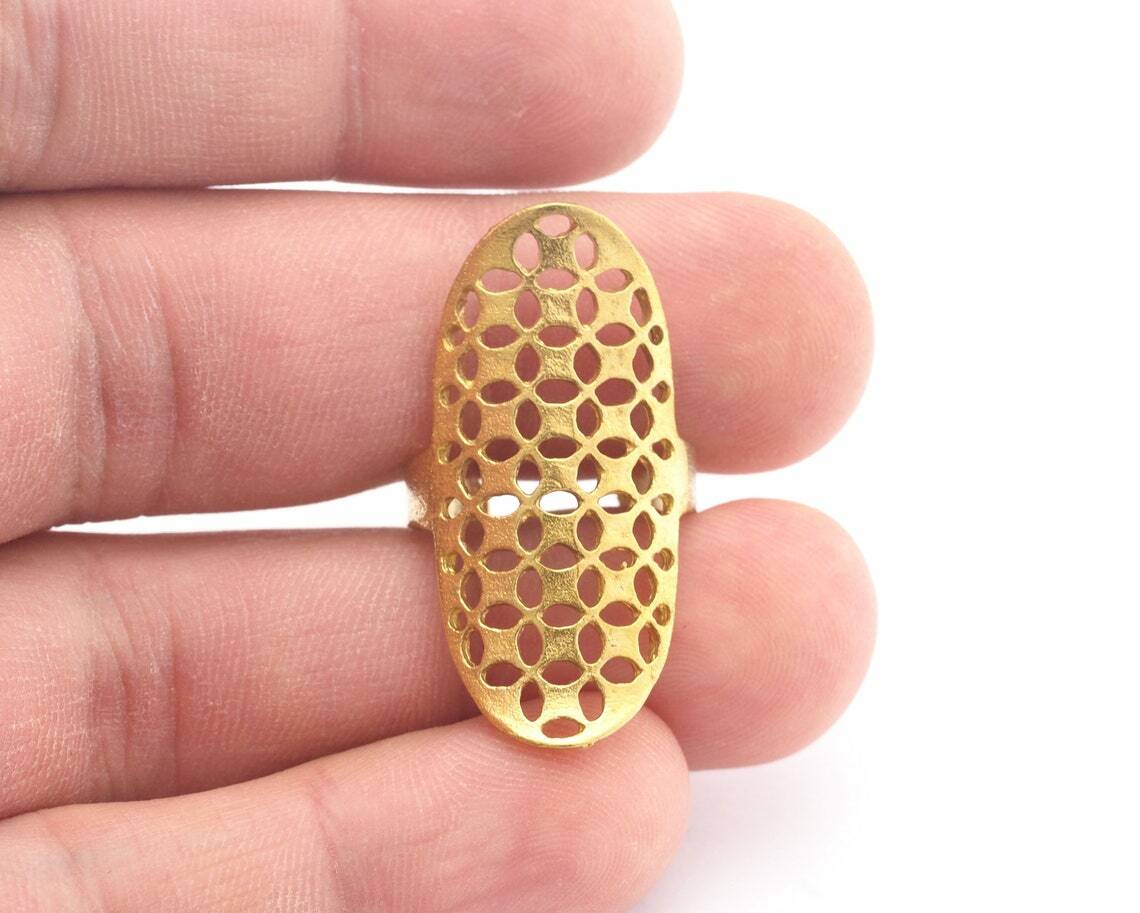 Statement Adjustable Ring Mesh Raw Brass (16mm 5.5US inner size) 3222