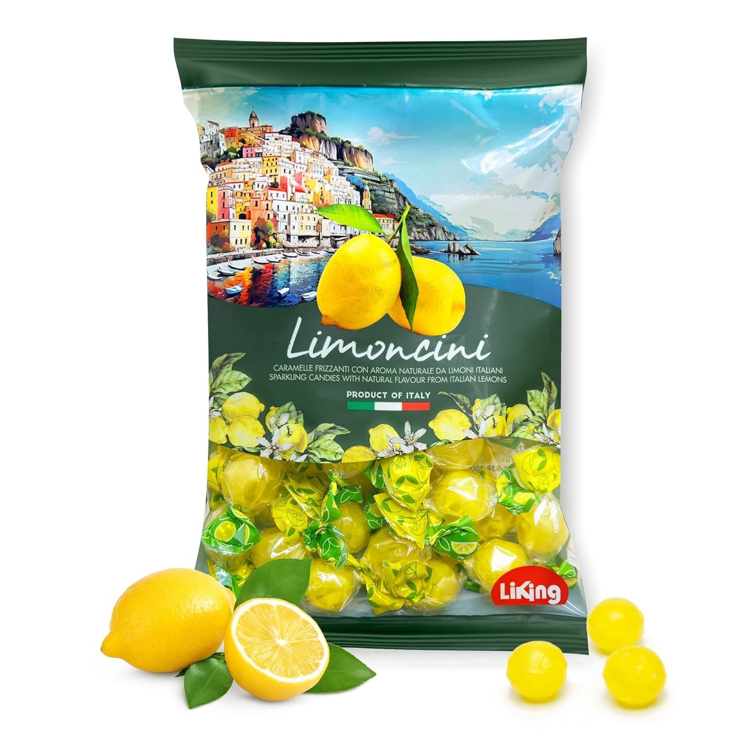 Sanniti Italian Lemon Sparkling Candies, Limoncini Frizzanti, 6.17 oz