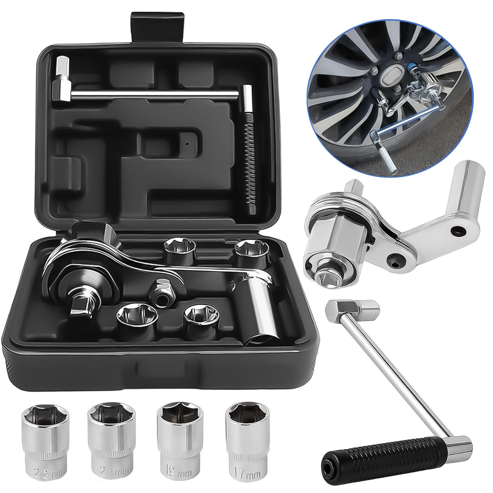 Heavy Duty Torque Multiplier Wrench Set Lug Nut Remover 17 19 21 22 Tire Change