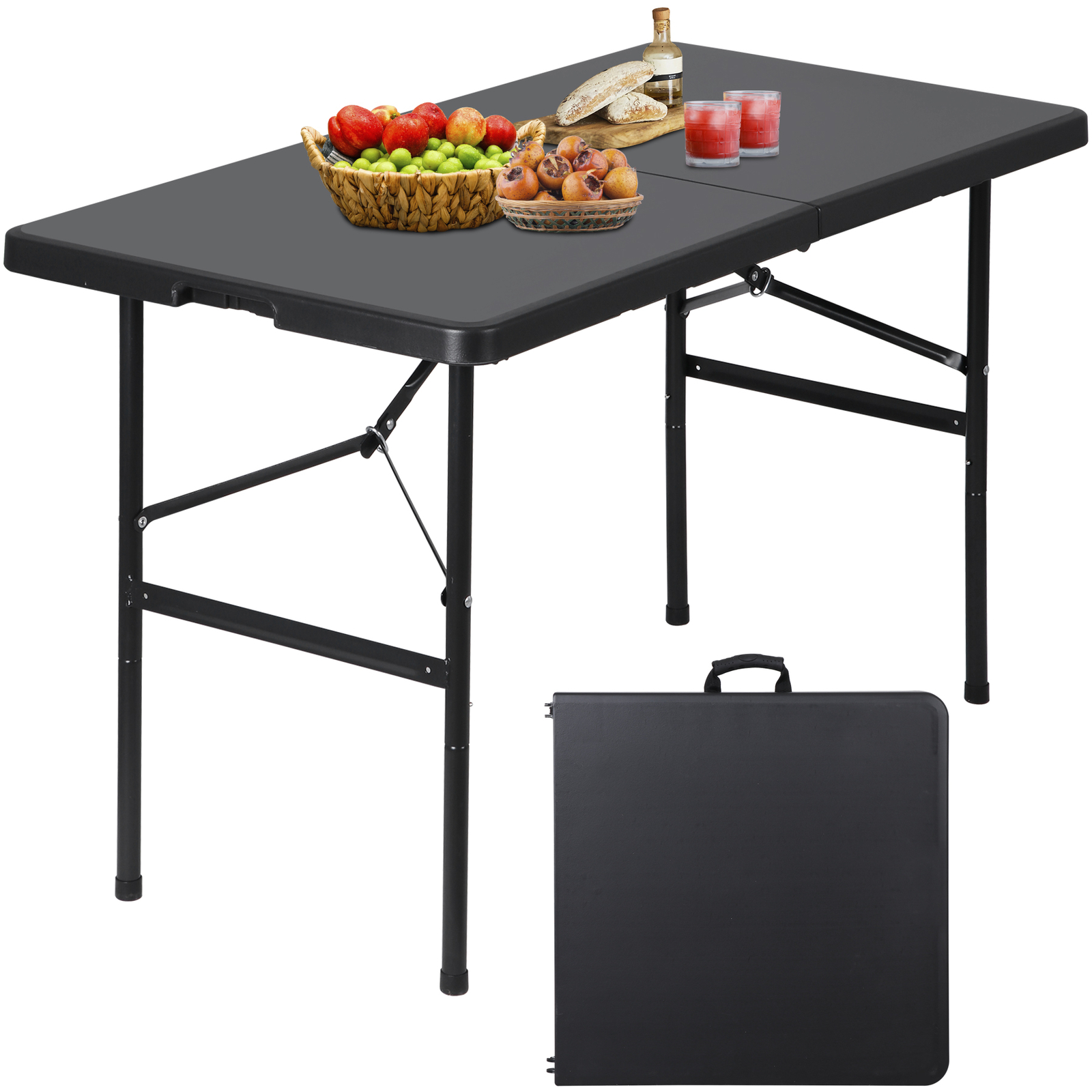 4 FT Folding Table Plastic Portable Tables for Dining Parties Card Wedding BBQ