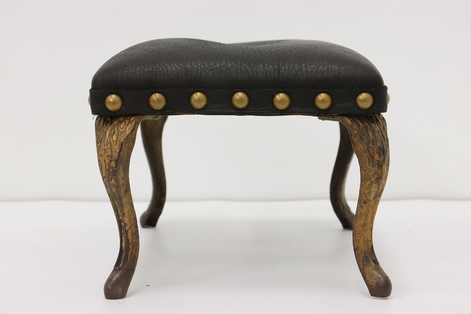 Victorian Antique Iron & Leather Footstool #54301