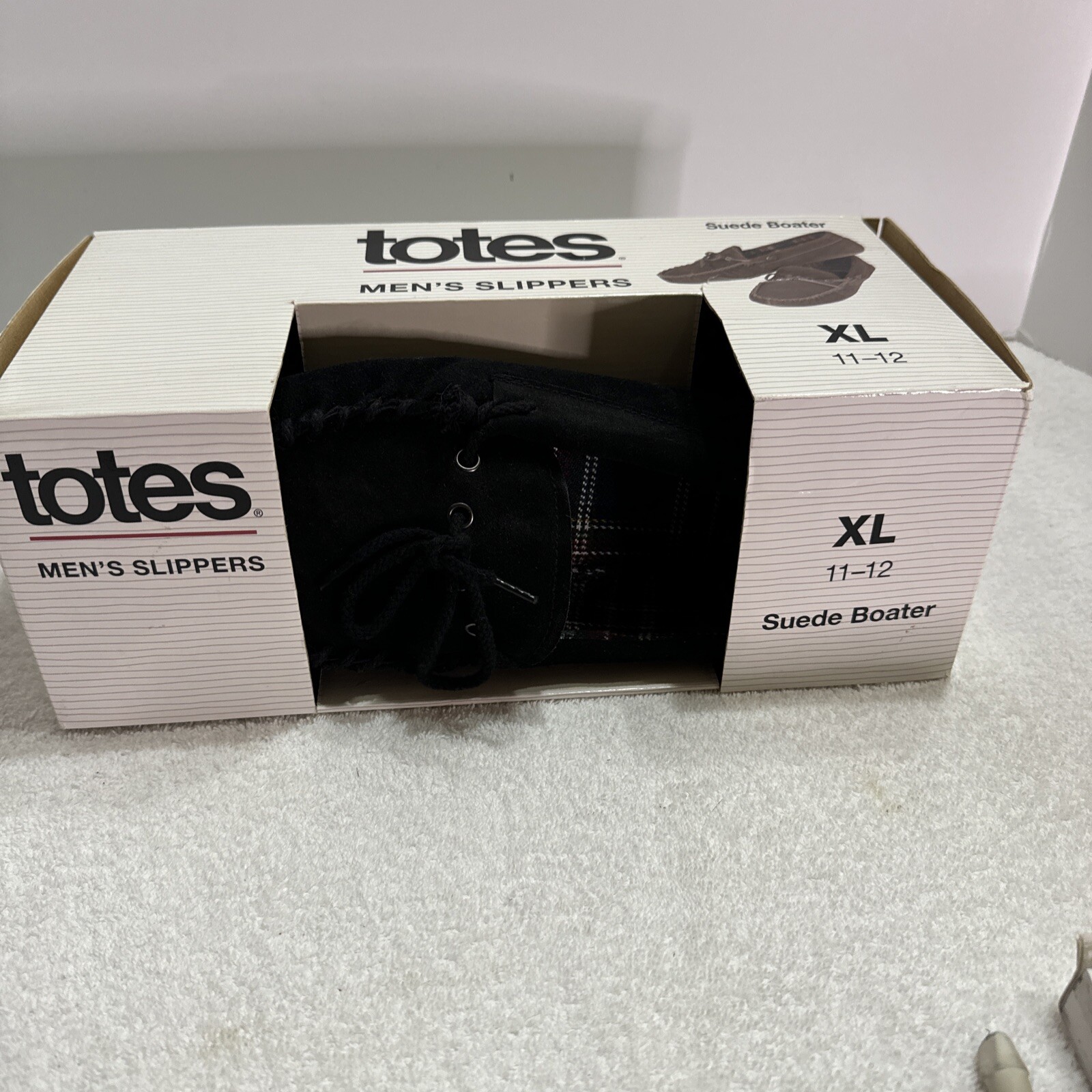 Totes Men’s Slippers Suede Boaters XL 11-12 New
