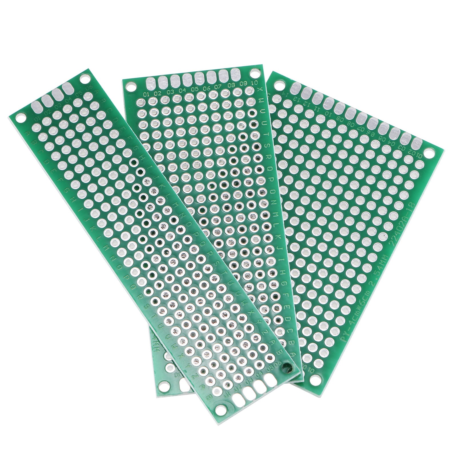 12Pc Double-Sided PCB Board,Printed Circuit Board,Prototype Board(Green,3 Sizes)